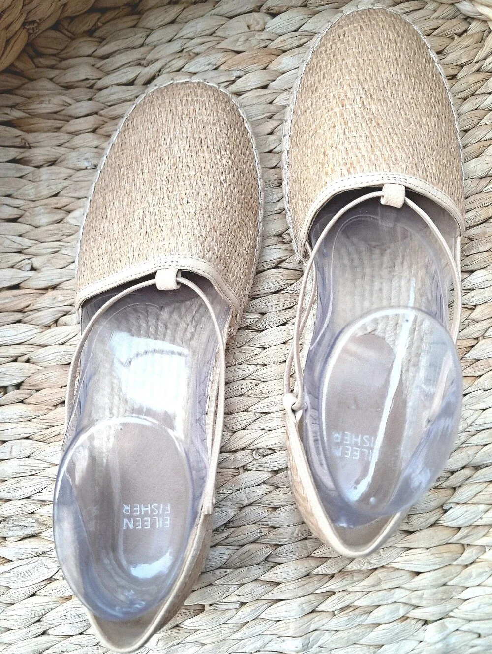 Eileen Fisher Lee Raffia Espadrille Flats NWOT Natural Sz 10
